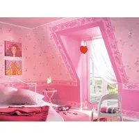 Rasch Meisjes behang roze hartjes girls en lovetext met glitter 544008