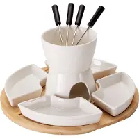 Excellent houseware Chocoladefondue 4-persoons 11-delig Wit wit Aardewerk