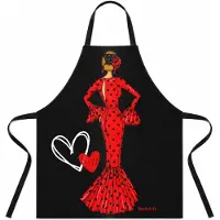 Famanu – Keukenschort María in rood, 78 x 65 cm, ideaal voor koken en bakken