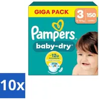 Pampers – Luiers – Baby Dry Maat 3 – 150 Luiers - Bulkverpakking - 10 stuks
