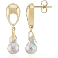 Cavill - Zilveren Oorbellen - 925 Sterling Zilver Verguld - Platinablauwe Akoya Parel Fancy Slijpsel 11,5x7 mm - Elegante Parelsieraden Dames