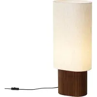 QAZQA Japandi Vloerlamp Walnoothout met Stoffen Kap 70cm - Lamel