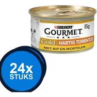 Gourmet 24x Gold - Hartig Torentje Kip & Wortel - Kattenvoer - 85g