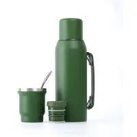 Famanu – mate set van 1 liter met thermofles en 94 ml beker, inclusief 2 bombillas en verwisselbare tuiten, dubbelwandig en BPA-vrij