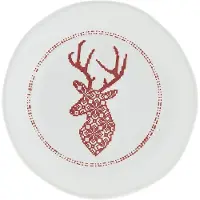 Clayre & Eef Servies Ontbijtbord Ø 14*2 cm Rood Aardewerk Rond Rendier Eetbord Gebaksbordje
