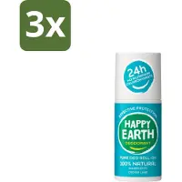 Happy Earth 3 x – Deodorant Roll-On – 100% Natuurlijk Cedar Lime – 75 ml - Natuurlijke Deodorant - Cedar Lime - Roll-on Deodorant - Geur Ceder En Limoen - Botanische Extracten