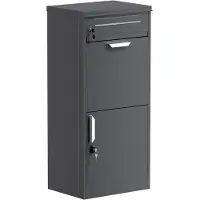Famanu – Antraciet pakketbrievenbus, staande brievenbus voor pakketten, vrijstaand pakketbox voor grote postpakketten, afmetingen 500 x 370 x 1120 mm