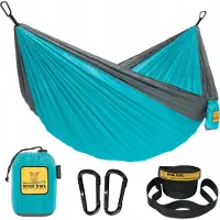 Ce Draagbare Camping Hamak Blauw - Lichtgewicht & Snel Op te Zetten