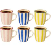 Home Deco Factory mokken Dolce Vita - 6x - blauw/roze/geel - keramiek - 30cl