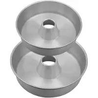 Famanu – Set van 2 Savarin bakvormen, ronde aluminium cakevorm met gat, antiaanbaklaag, tulbandvorm voor cake en ciambella, 24 en 28 cm