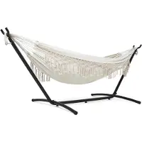 Famanu – Hangmat voor 2 personen met standaard, draagbare tuinhangmat in Boheemse stijl, metalen frame, verstelbaar, tot 200 kg