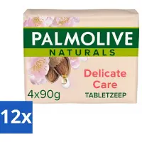Palmolive 12 x Tabletzeep Naturals Amandel Melk 4x 90 gr - Huidverzorging - Natuurlijke Toiletzeep - Milde Toiletzeep - Gevoelige Huid - Hydraterende Toiletzeep