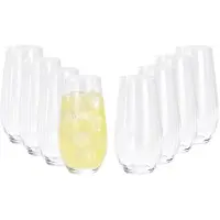 Excellent houseware Drinkglazen Crystal - 8x stuks - transparant stripes design - 580 ml - waterglazen - sapglazen