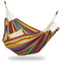 Famanu – XXL hangmat voor 2 personen, draagbaar en tot 300 kg belastbaar, van katoen, voor binnen en buiten, 150 x 272 cm, kleurrijk