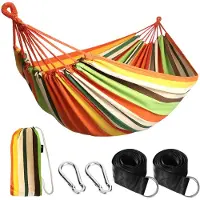 Famanu – Outdoor camping hangmat, draagbare canvas, lichtgewicht met boomvriendelijke riemen, inclusief draagtas, perfect voor tuin, balkon, patio, strand en wandelen