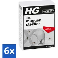Hg 6 x X - Muggenstekker - Continue Bestrijding - Inclusief Stekker - 54 Nachten - 45 ml - Muggenwering - Muggenplaag - Muggen Afweren - Muggenstop - Muggenwerende Stekker