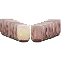 Vivalto Drinkglazen Sevilla - waterglazen - roze transparant - glas - set 12x stuks - 275 ml
