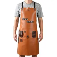Hi Nature Barbecueschorten - BBQ Schort - Keukenschort- Kookschort - Drankhouder & Handdoeklus - Verstelbare Gesp - Extra Grote Vakken - BBQ-accessoires- Leren Schort - 100% veganistisch leer - Bruin
