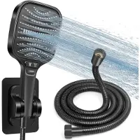 Famanu – Doucheset met 1,5 m slang en houder, XXL hoogdruk regendouchekop van 120 mm met 8 straalstanden, waterbesparend, universeel voor bad en douche