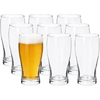 Excellent houseware Bierglazen - set 9x - 550 ml - half hoog model - glas - 8 x 15 cm - Pils - helder transparant