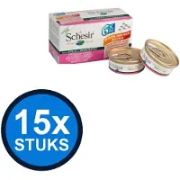 Schesir 15x Kat Multipack Kipfilet & Ham in Gelei - Kattenvoer Natvoer - 6x50g