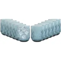 Vivalto Drinkglazen Sevilla - waterglazen - blauw transparant - glas - set 12x stuks - 275 ml