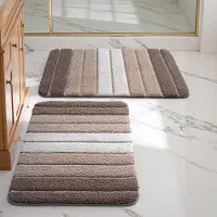 Famanu – Set van 2 badmatten van 40 x 60 cm, antislip en absorberend, microvezel badkamervloermat, beige