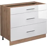Vicco Keukenonderkast Fame-Line Wit Hoogglans/Goudkleurig Eiken 100 cm zonder werkblad, Model 61638