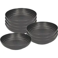 PlasticForte Soepkommen - 8x - D22 x H5.5 cm - zwart - kunststof - onbreekbaar - servies