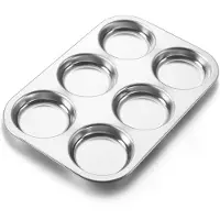 Famanu – Roestvrijstalen muffinvorm voor 6 muffins, ideaal voor het bakken van muffins en cupcakes, perfect voor feestjes en speciale gelegenheden