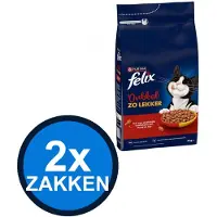 Felix 2x - Dubbel Zo Lekker Droog Adult Rund & Kip - Kattenvoer Droogvoer - 4 kg