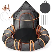 Famanu – Grote outdoor kattentent met tunnel, opvouwbare kattenbehuizing en speeltunnel, ideaal voor kittens, puppy's en konijnen