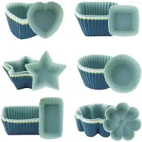 Famanu – Verpakking van 24 gekleurde siliconen muffinvormpjes, 6 soorten mallen, herbruikbaar en vaatwasmachinebestendig, anti-aanbaklaag