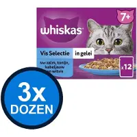 Whiskas 3x - 7+ Senior Vis Selectie in Gelei Multipack - Kattenvoer Natvoer - 12x85g