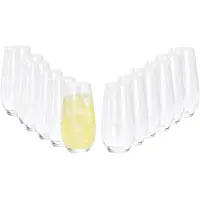 Excellent houseware Drinkglazen Crystal - 12x stuks - transparant stripes design - 580 ml - waterglazen - sapglazen