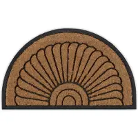 Famanu – Deurmat van kokos en rubber, halfrond, 75 x 45 cm, antislip en weerbestendig, geschikt voor binnen en buiten, naturel