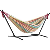 Famanu – Katoenen hangmat met standaard, 250 cm, Salsa kleur, ideaal voor relaxen