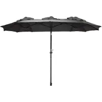 Famanu – Dubbele parasol met zwengel, 300 x 150 cm, antraciet of naturel, XL tuinparasol met knikgewricht en UV-bescherming UV 50+