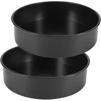 Famanu – Ronde bakvorm set van 2 stuks van 24 cm met antiaanbaklaag, roestvrij staal, ideaal voor taarten, cake, brownies en lasagne