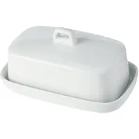 Famanu – Botervloot van porselein, wit, 16 x 10 x 5,4 cm, perfect voor het serveren van boter op tafel