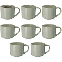 Excellent houseware Koffie / thee mok Morning Dew - 8x stuks - lichtgroen - 330 ml - mokken - keramiek