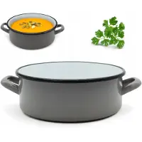 Tragar Geglazuurde Steelpan 22cm Grijs - 3L Traditionele Kookpan