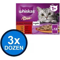 Whiskas 3x - 1+ Adult Classic Selectie Duo in Gelei Multipack - Kattenvoer Natvoer - 12x85g