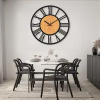 Famanu – Grote wandklok zonder tikken, vintage retro stijl voor keuken, kantoor en woonkamer, 50 cm