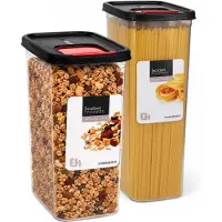Excellent houseware Voedselcontainer strooibus - 4x - 2400 / 3100 ml - kunststof - zwart - opbergen