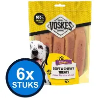 Voskes 6x Kipfilet Strips met Eend - Hondensnack - 400g