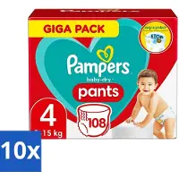 Pampers 10 x - Baby-Dry Pants - Luierbroekjes - Maat 4 (9-15 kg) - Comfort Fit - 108 Luiers - Baby Luier - Baby Droge Huid - Baby Luierbroek - Baby Luier 4 Kg - Snel Verschonen
