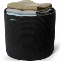 Famanu – Wasmand van 30 x 30 cm, geweven opbergmand met handgrepen voor kleding en dekens