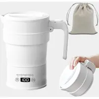 ALLVIA Waterkoker Camping - Waterkoker Klein - Waterkoker met Temperatuurregeling - 0.7L - 1000W - Opvouwbaar - Wit - 16cm x 12cm x 8cm