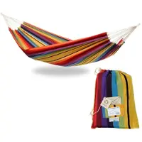 Famanu – Klassieke hangmat XL, handgemaakt in Brazilië, tot 200 kg draagvermogen, 230 x 150 cm, voor 1-2 personen, kleurrijke strepen